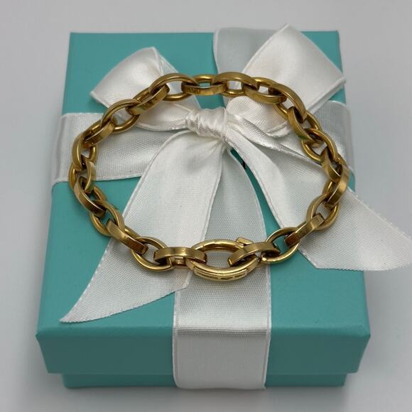 Tiffany & Co. Link Chain Bracelet in 18k Gold 750 Italy Vintage W/Pouch & Box - Picture 8 of 12